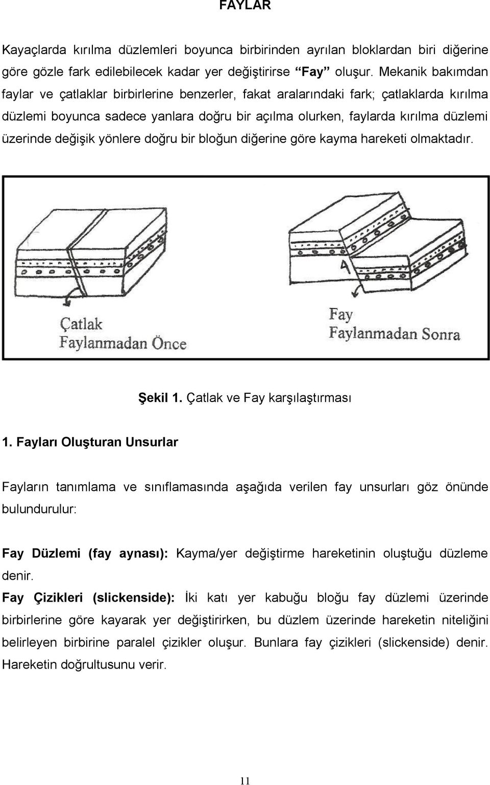 değişik yönlere doğru bir bloğun diğerine göre kayma hareketi olmaktadır. Şekil 1. Çatlak ve Fay karşılaştırması 1.