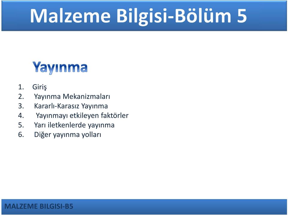 Yayınmayı etkileyen faktörler 5.