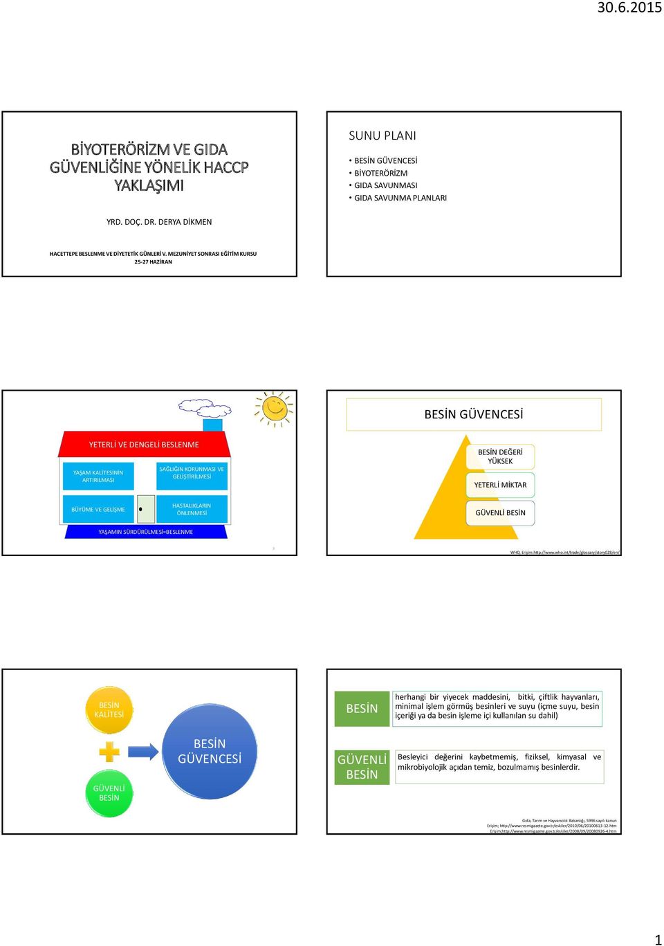 HASTALIKLARIN ÖNLENMESİ GÜVENLİ YAŞAMIN SÜRDÜRÜLMESİ=BESLENME 3 WHO, Erişim:http://www.who.