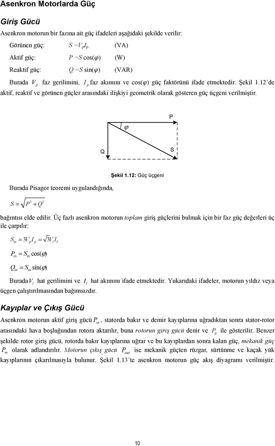 φ P Q S Burada Pisagor teoremi uygulandığında, 2 2 S = P + Q Şekil 1.12: üç üçgeni bağıntısı elde edilir.