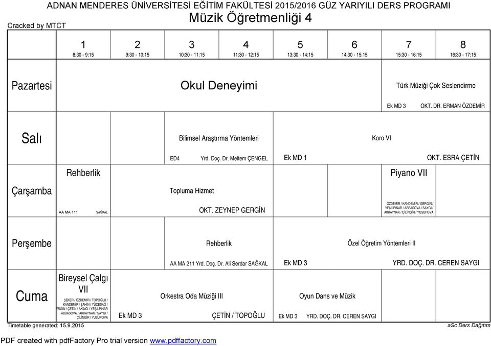 ZEYNEP GERGİN ÖZDEMİR / KANDEMİR / GERGİN / YEŞİLPINAR / ABBASOVA / SAYGI / AKKAYNAK / ÇİLİNGİR / YUSUPOVA Rehberlik Özel Öğretim Yöntemleri II AA MA Yrd. Doç. Dr. Ali Serdar SAĞKAL Ek MD YRD. DOÇ.