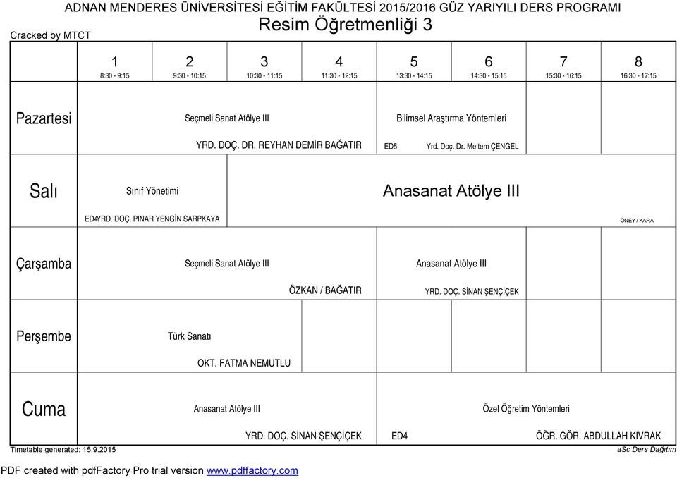 Meltem ÇENGEL Sınıf Yönetimi Anasanat Atölye III EDYRD. DOÇ.