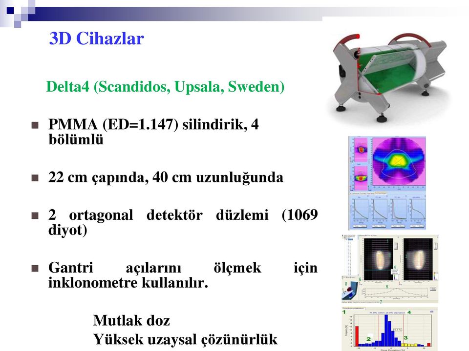 ortagonal detektör düzlemi (1069 diyot) Gantri açılarını