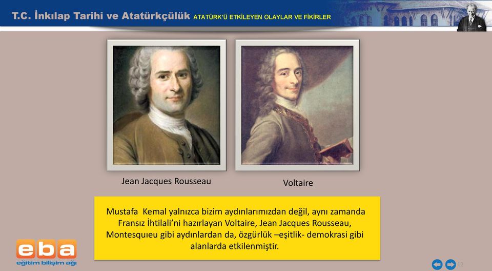 hazırlayan Voltaire, Jean Jacques Rousseau, Montesquıeu gibi