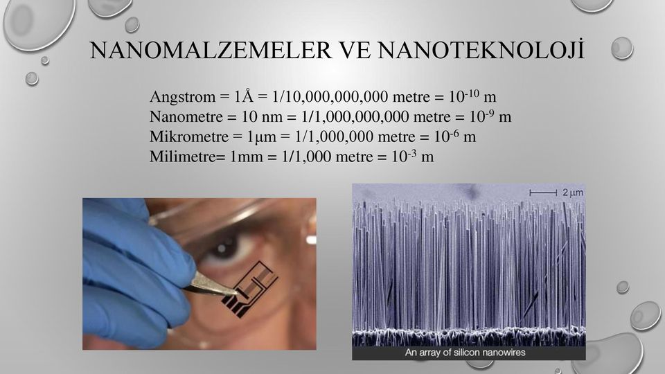 1/1,000,000,000 metre = 10-9 m Mikrometre = 1μm =