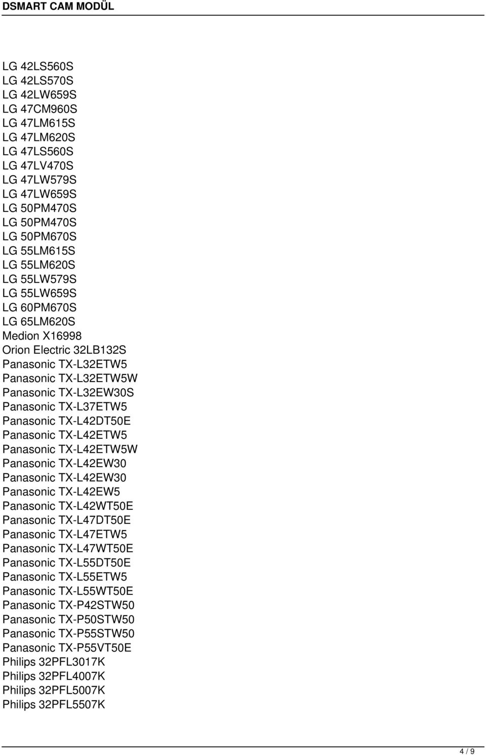 Panasonic TX-L42ETW5W Panasonic TX-L42EW30 Panasonic TX-L42EW30 Panasonic TX-L42EW5 Panasonic TX-L42WT50E Panasonic TX-L47DT50E Panasonic TX-L47ETW5 Panasonic TX-L47WT50E Panasonic TX-L55DT50E