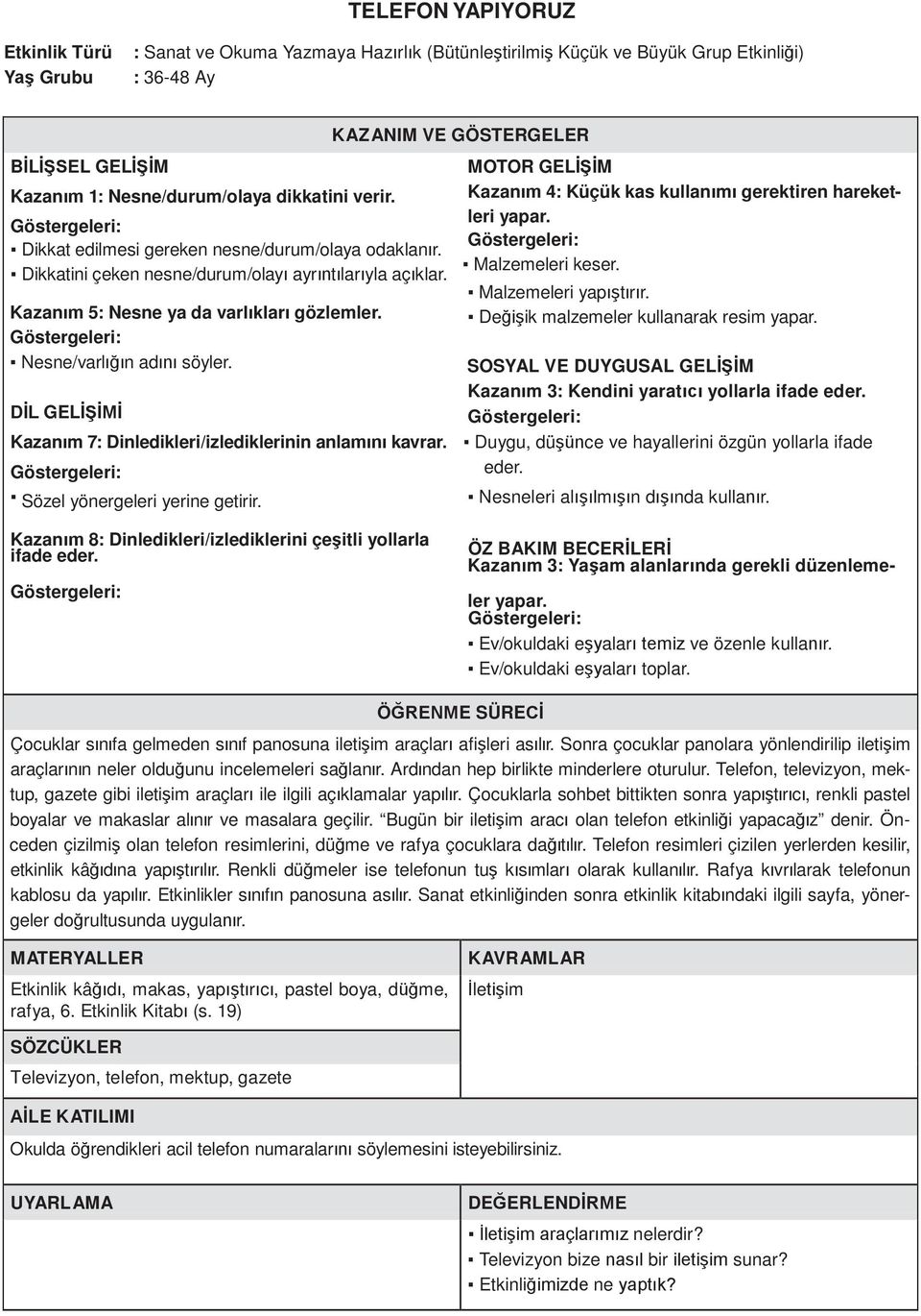 DİL GELİŞİMİ Kazanım 4: Küçük kas kullanımı gerektiren hareketleri Malzemeleri keser. Malzemeleri yapıştırır.