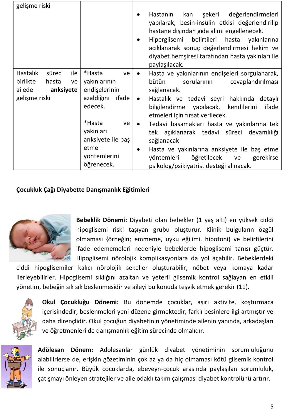 Hiperglisemi belirtileri hasta yakınlarına açıklanarak sonuç değerlendirmesi hekim ve diyabet hemşiresi tarafından hasta yakınları ile paylaşılacak.