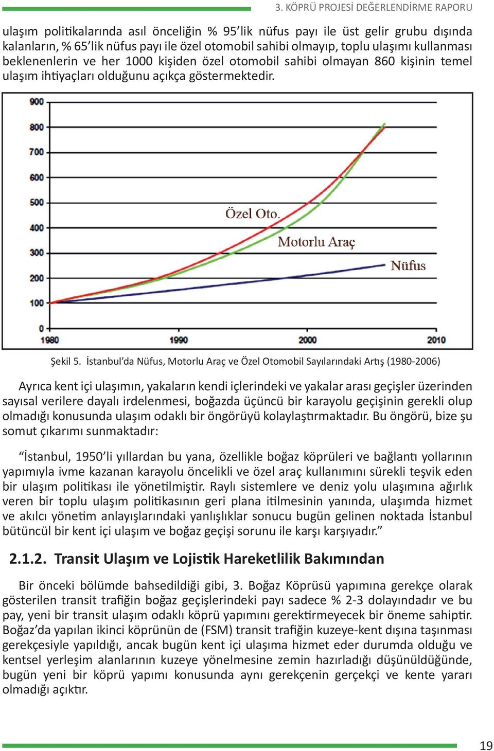 İstanbul da Nüfus, Motorlu Araç ve Özel Otomobil Sayılarındaki Artış (1980-2006) Ayrıca kent içi ulaşımın, yakaların kendi içlerindeki ve yakalar arası geçişler üzerinden sayısal verilere dayalı