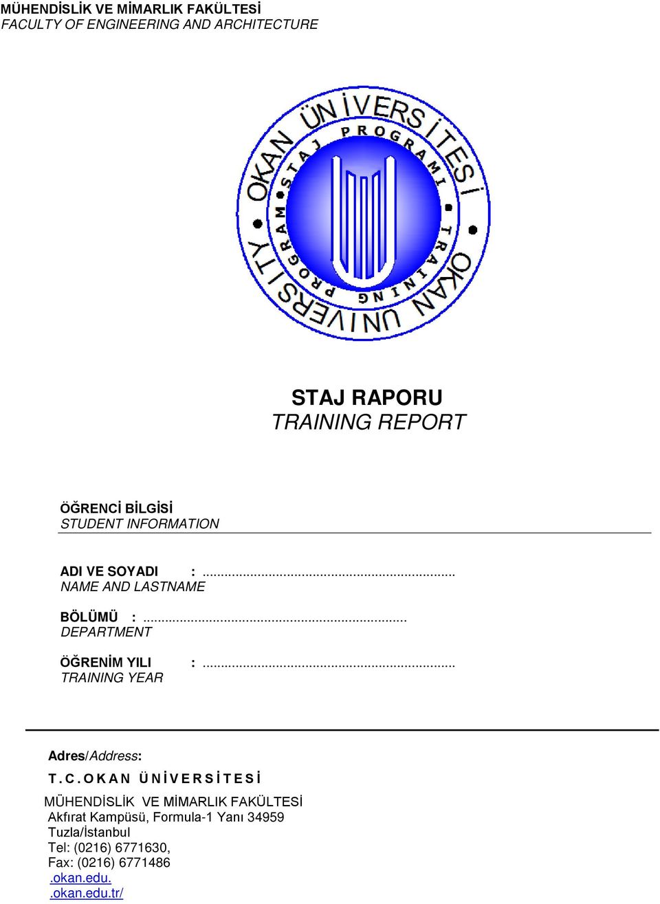 STAJ RAPORU TRAINING REPORT - PDF Ücretsiz indirin
