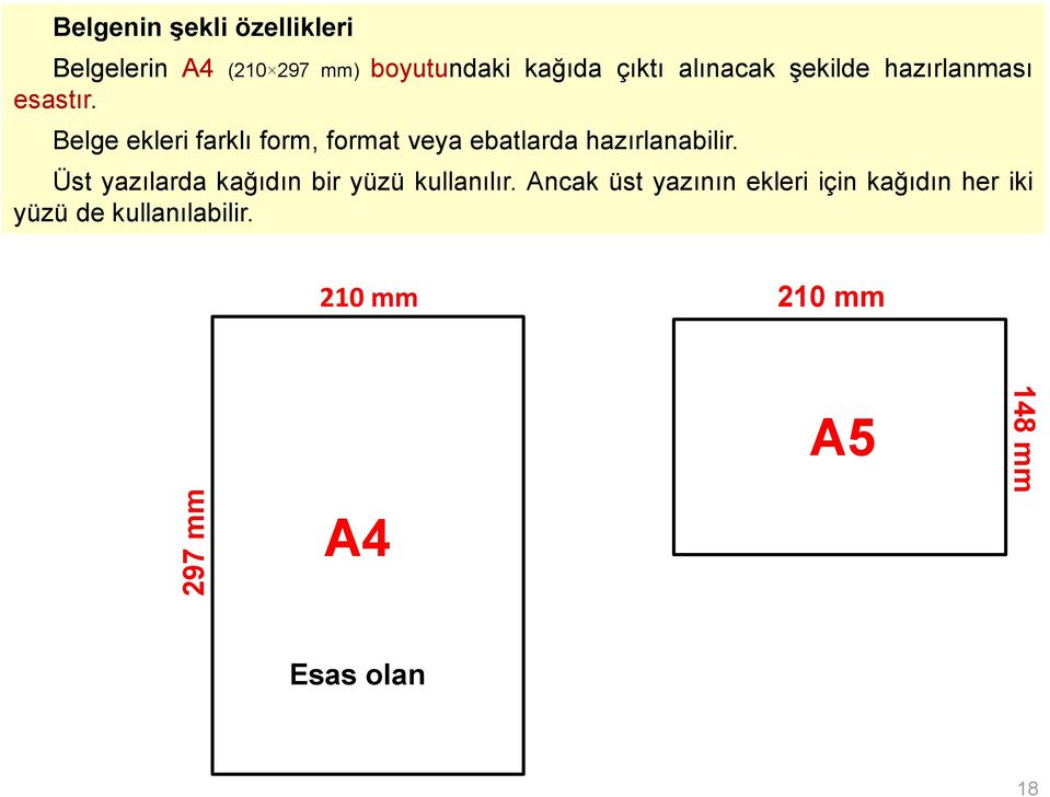 Belge ekleri farklı form, format veya ebatlarda hazırlanabilir.