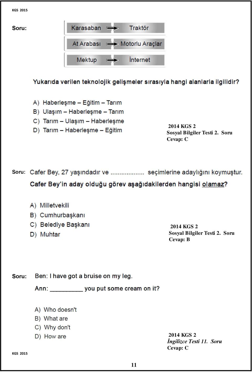 KGS 2 İngilizce Testi 11.