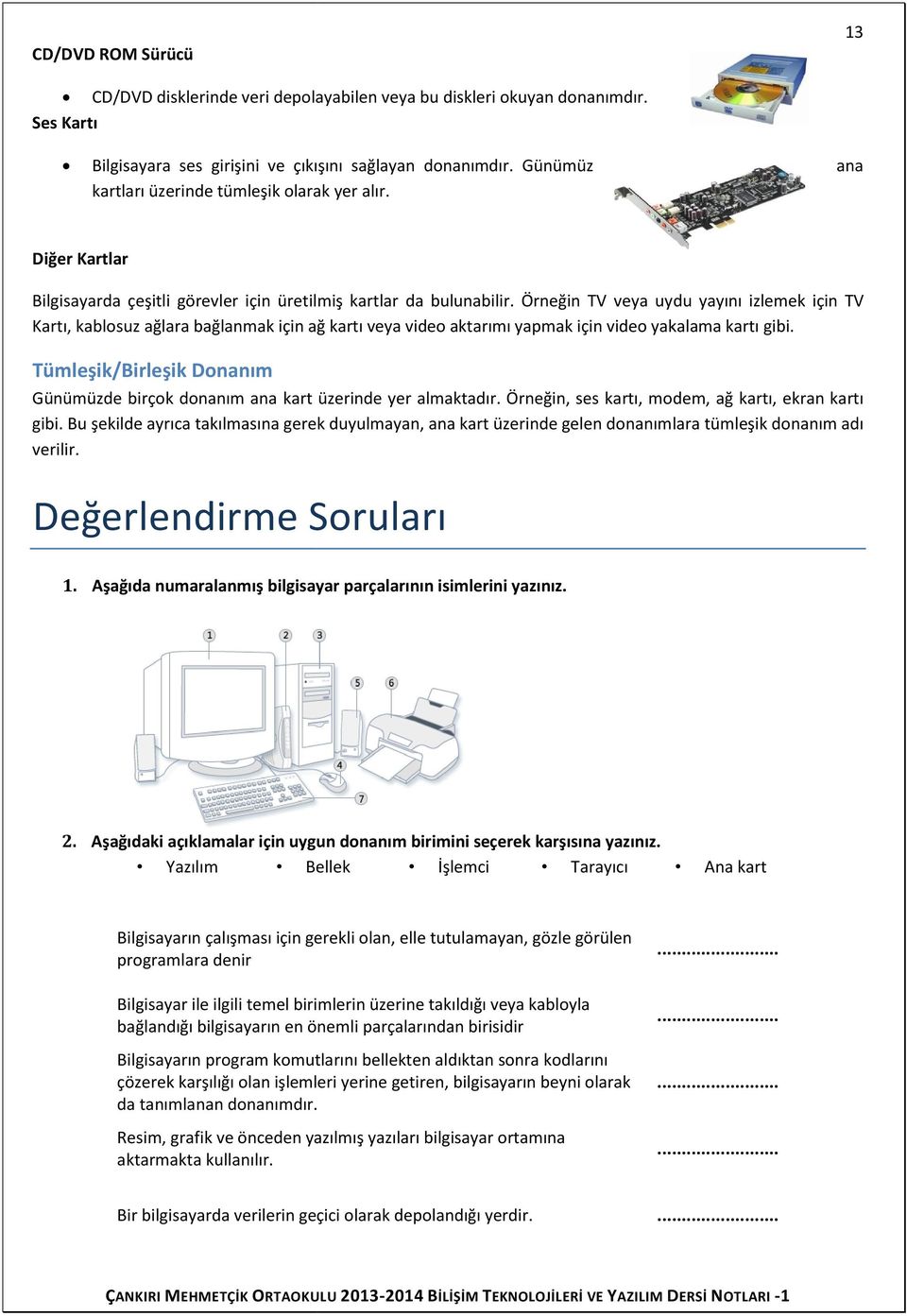 Örneğin TV veya uydu yayını izlemek için TV Kartı, kablosuz ağlara bağlanmak için ağ kartı veya video aktarımı yapmak için video yakalama kartı gibi.