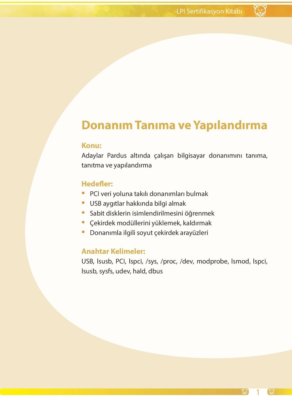 disklerin isimlendirilmesini öğrenmek Çekirdek modüllerini yüklemek, kaldırmak Donanımla ilgili soyut çekirdek