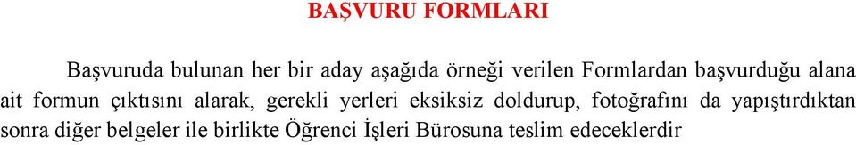 gerekli yerleri eksiksiz doldurup, fotoğrafını da yapıştırdıktan