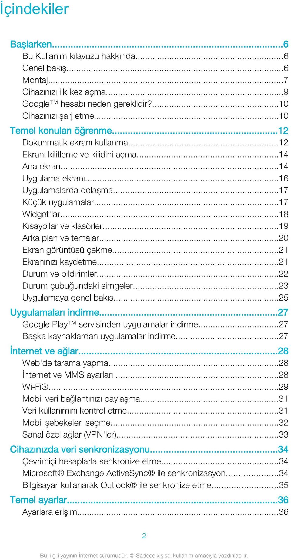 ..19 Arka plan ve temalar...20 Ekran görüntüsü çekme...21 Ekranınızı kaydetme...21 Durum ve bildirimler...22 Durum çubuğundaki simgeler...23 Uygulamaya genel bakış...25 Uygulamaları indirme.