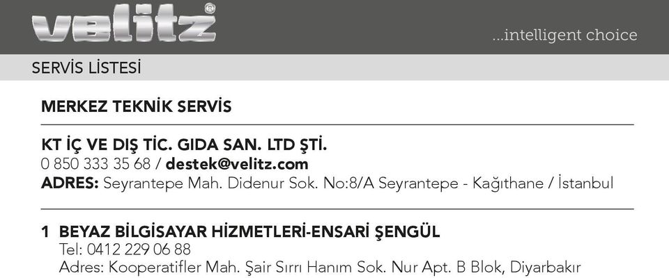 No:8/A Seyrantepe - Kağıthane / İstanbul 1 BEYAZ BİLGİSAYAR HİZMETLERİ-ENSARİ