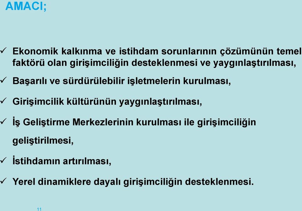 Girişimcilik kültürünün yaygınlaştırılması, İş Geliştirme Merkezlerinin kurulması ile