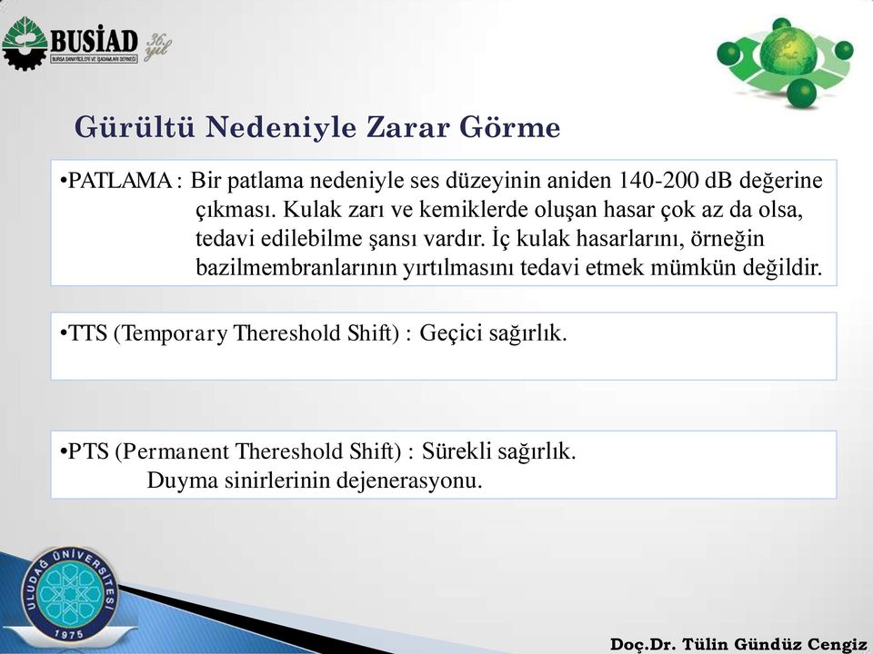 İç kulak hasarlarını, örneğin bazilmembranlarının yırtılmasını tedavi etmek mümkün değildir.