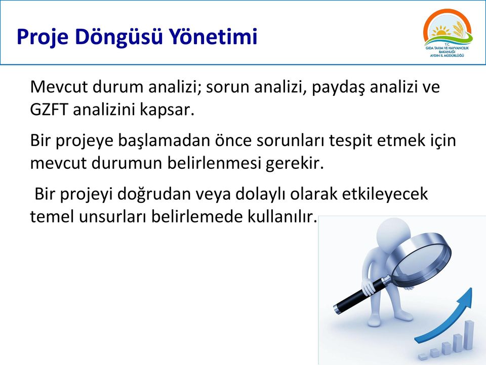 Bir projeye başlamadan önce sorunları tespit etmek için mevcut durumun