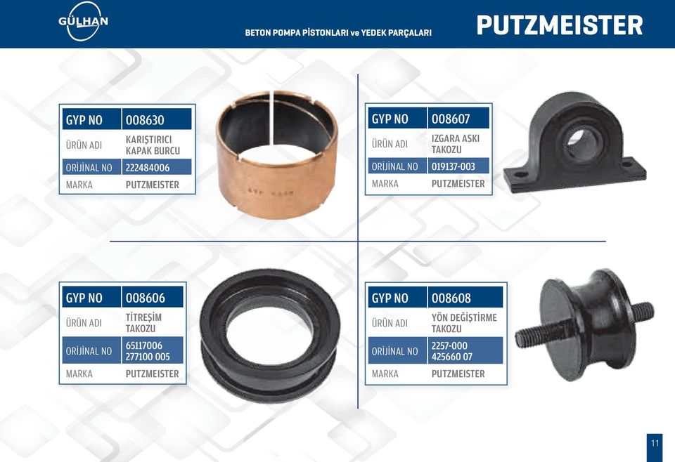 019137-003 PUTZMEISTER PUTZMEISTER 008606 008608 TİTREŞİM YÖN