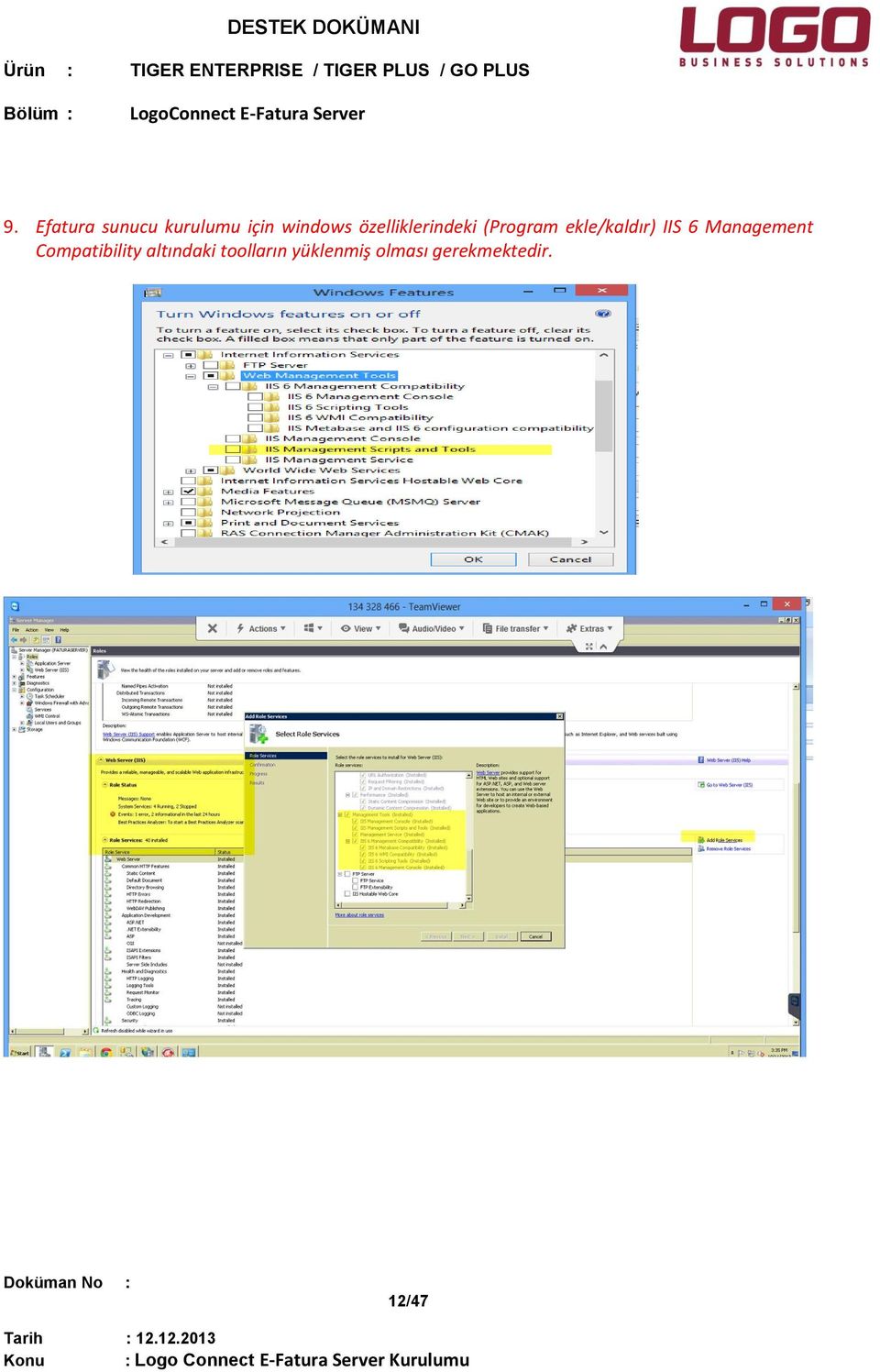 IIS 6 Management Compatibility altındaki