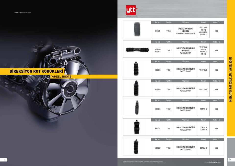 1609095 Y 1411 DİREKSİYON KÖRÜĞÜ WHEEL BOOT 1609132 Y 1475 DİREKSİYON KÖRÜĞÜ WHEEL BOOT DİREKSİYON ROT KÖRÜKLERİ / WHEEL