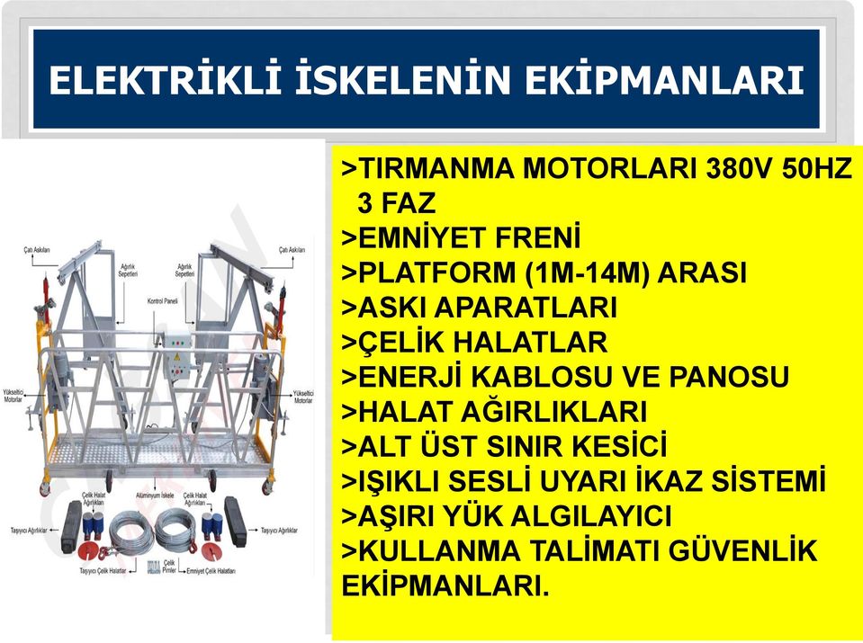 >ENERJİ KABLOSU VE PANOSU >HALAT AĞIRLIKLARI >ALT ÜST SINIR KESİCİ >IŞIKLI