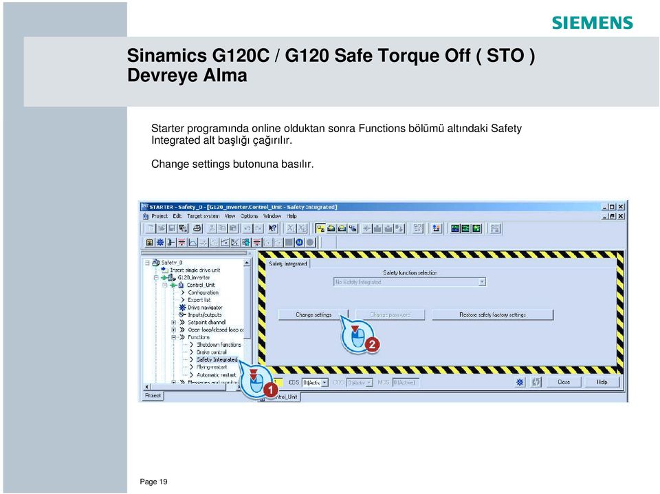 sonra Functions bölümü altındaki Safety Integrated