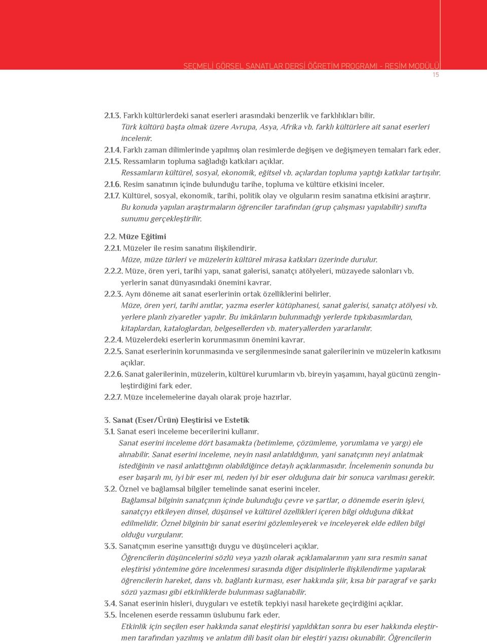 Farklı zaman dilimlerinde yapılmış olan resimlerde değişen ve değişmeyen temaları fark eder. 2.1.5. Ressamların topluma sağladığı katkıları açıklar. Ressamların kültürel, sosyal, ekonomik, eğitsel vb.