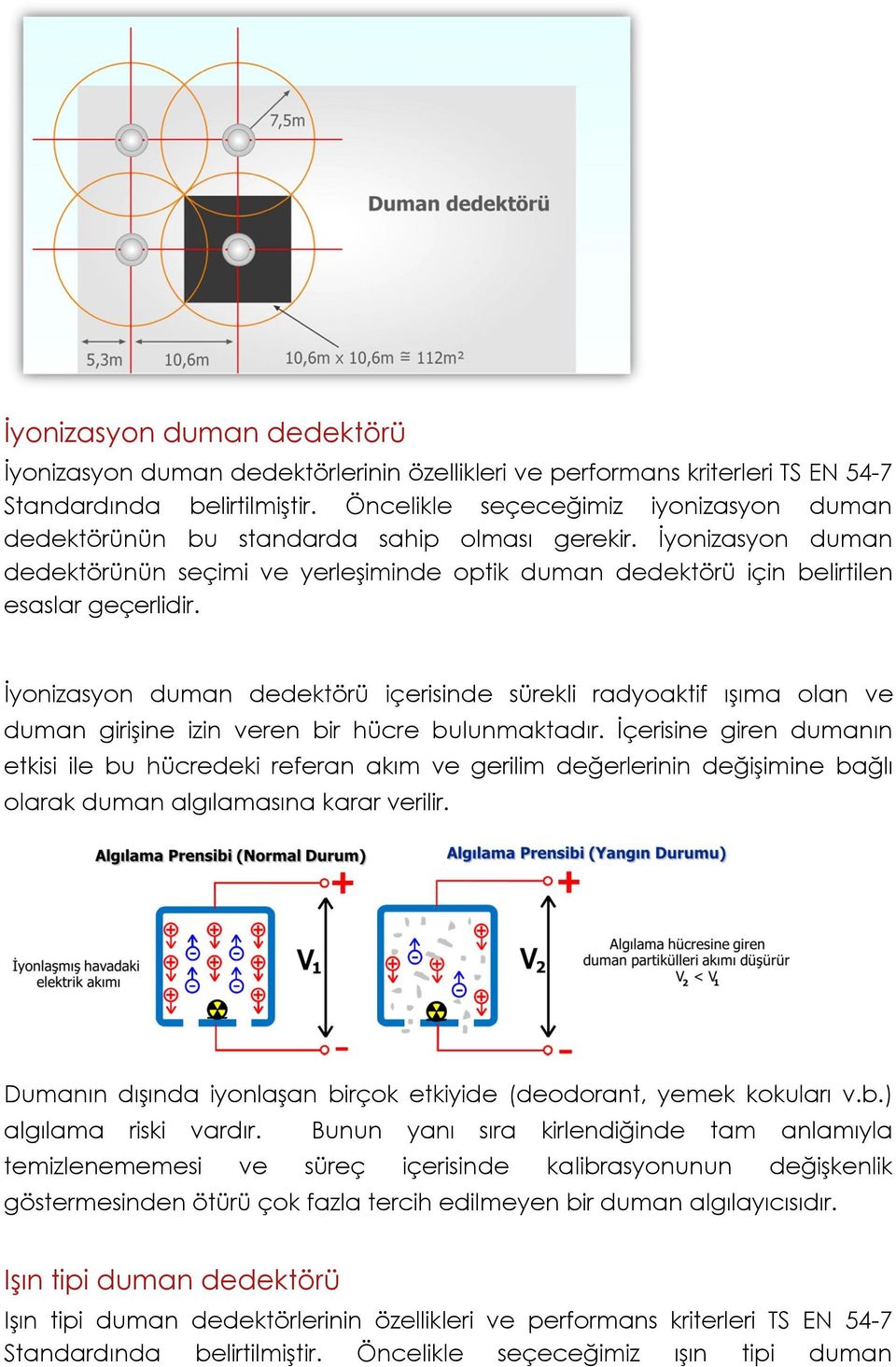 İyonizasyon duman dedektörü içerisinde sürekli radyoaktif ışıma olan ve duman girişine izin veren bir hücre bulunmaktadır.