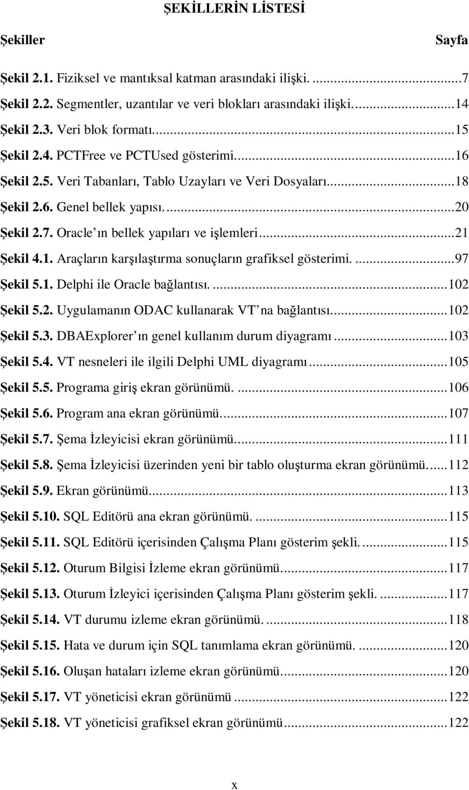 Oracle ın bellek yapıları ve işlemleri... 21 Şekil 4.1. Araçların karşılaştırma sonuçların grafiksel gösterimi.... 97 Şekil 5.1. Delphi ile Oracle bağlantısı.... 102 Şekil 5.2. Uygulamanın ODAC kullanarak VT na bağlantısı.