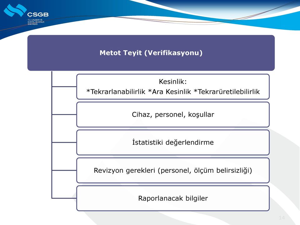 *Tekrarüretilebilirlik Cihaz, personel, koşullar