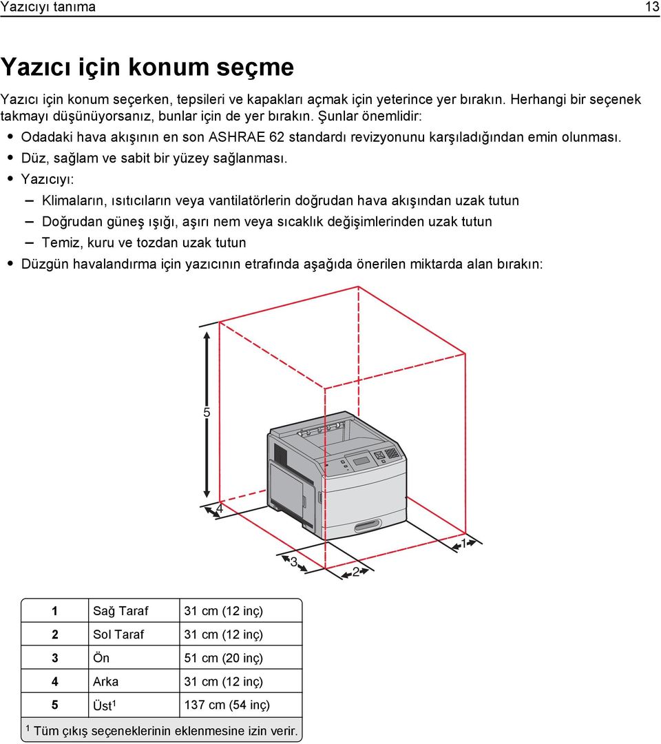 Yazıcıyı: Klimaların, ısıtıcıların veya vantilatörlerin doğrudan hava akışından uzak tutun Doğrudan güneş ışığı, aşırı nem veya sıcaklık değişimlerinden uzak tutun Temiz, kuru ve tozdan uzak tutun