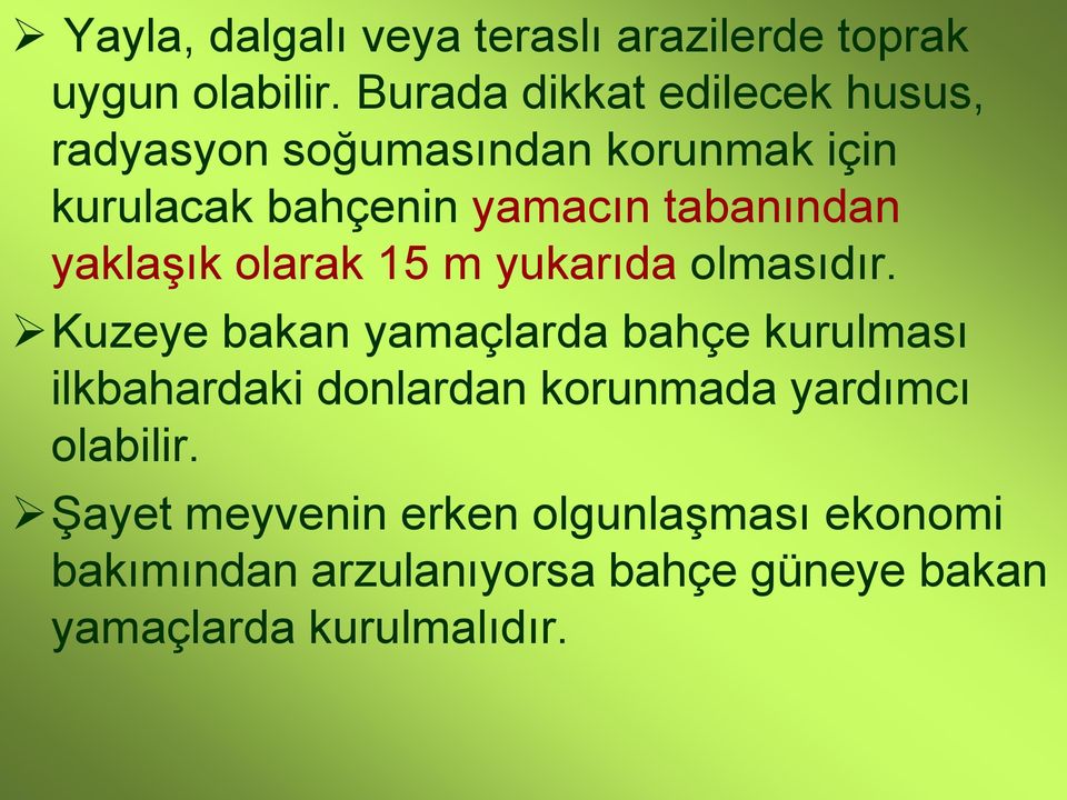 tabanından yaklaşık olarak 15 m yukarıda olmasıdır.