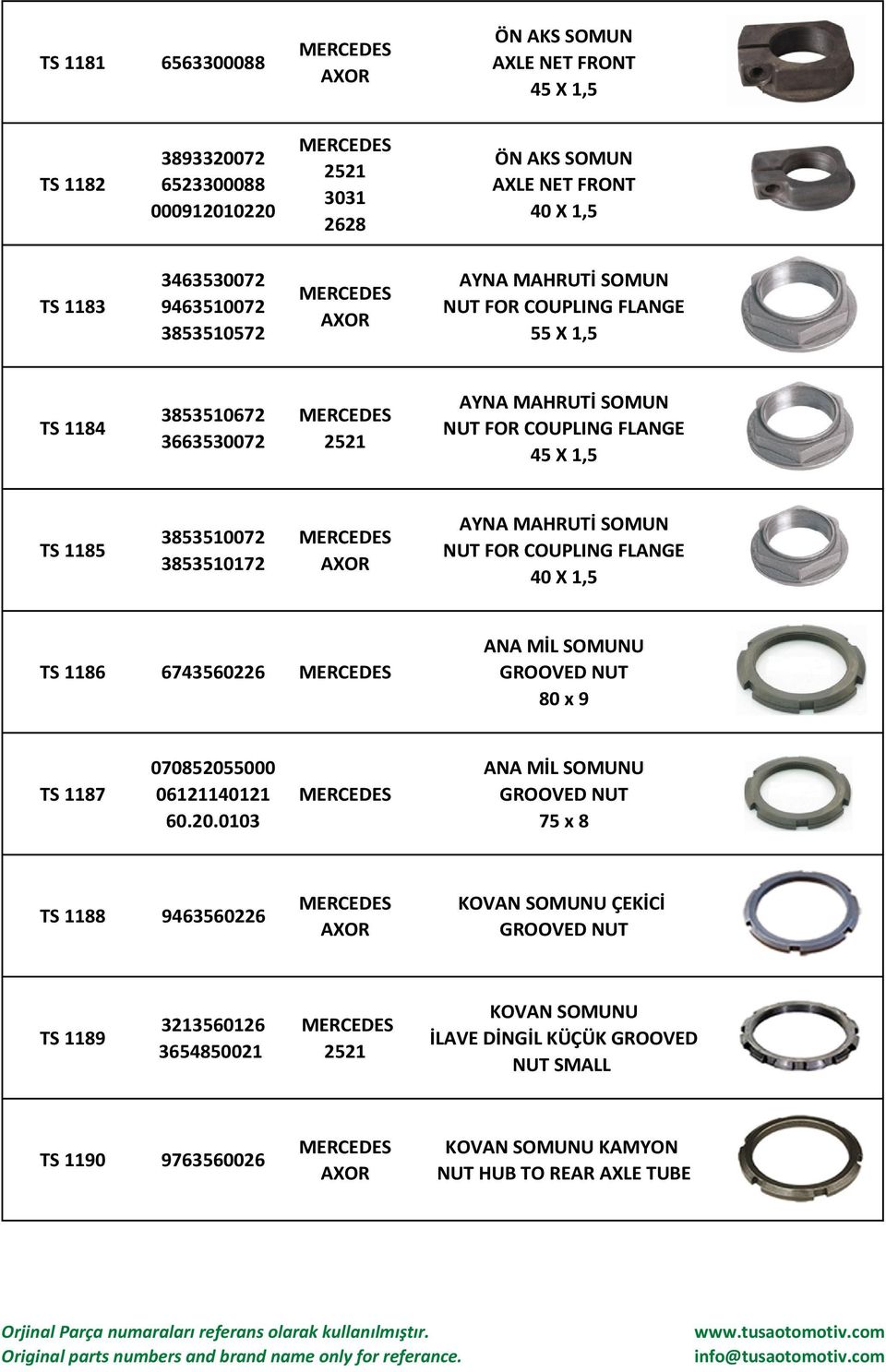 MAHRUTİ SOMUN NUT FOR COUPLING FLANGE 40 X 1,5 TS 1186 6743560226 ANA MİL SOMUNU GROOVED NUT 80 x 9 TS 1187 07085205