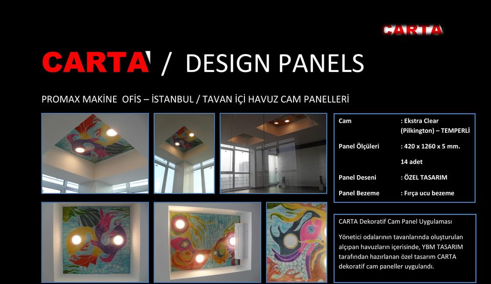 14 adet Panel Deseni Panel Bezeme : ÖZEL TASARIM : Fırça ucu bezeme CARTA Dekoratif Cam Panel