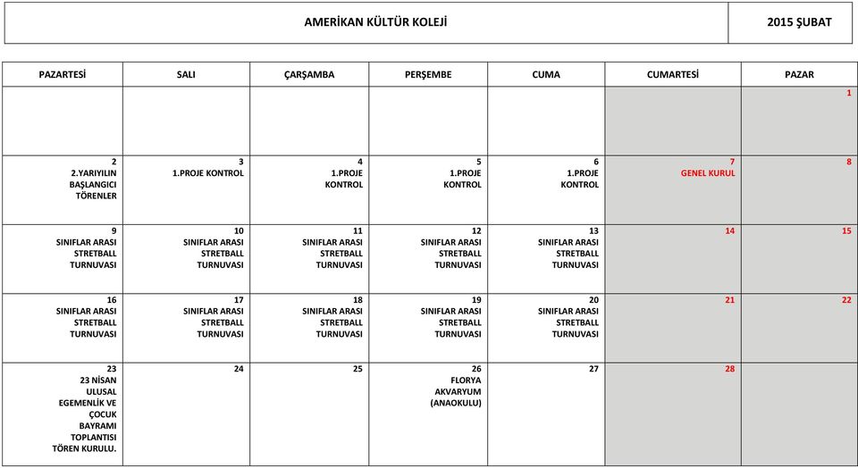 PROJE KONTROL GENEL KURUL 0 0 NİSAN ULUSAL