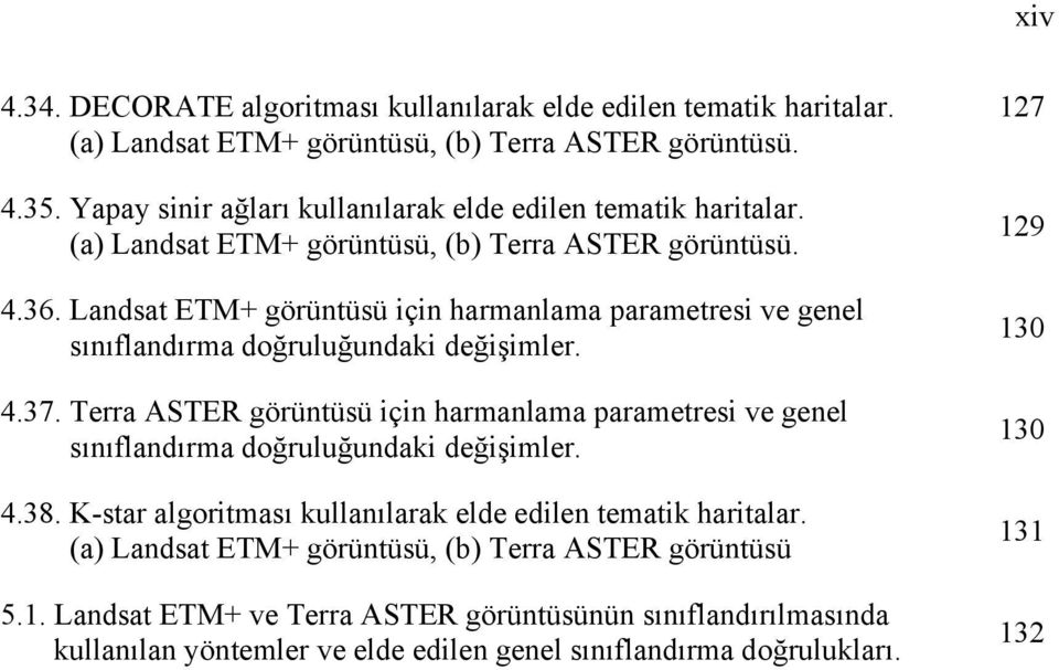 Landsat ETM+ görüntüsü için harmanlama parametresi ve genel sınıflandırma doğruluğundaki değişimler. 4.37.