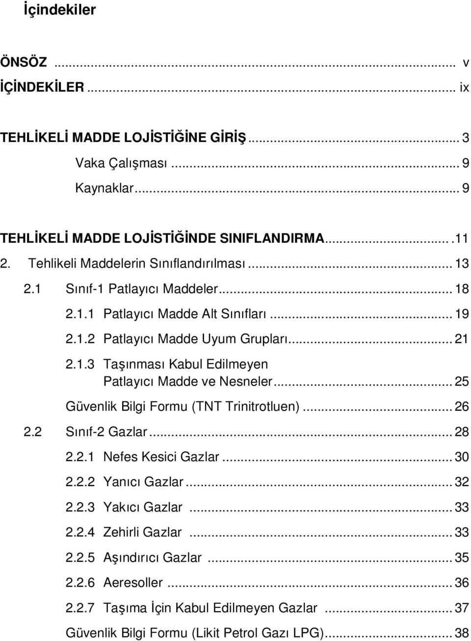 .. 25 Güvenlik Bilgi Formu (TNT Trinitrotluen)... 26 2.2 Sınıf-2 Gazlar... 28 2.2.1 Nefes Kesici Gazlar... 30 2.2.2 Yanıcı Gazlar... 32 2.2.3 Yakıcı Gazlar... 33 2.2.4 Zehirli Gazlar.