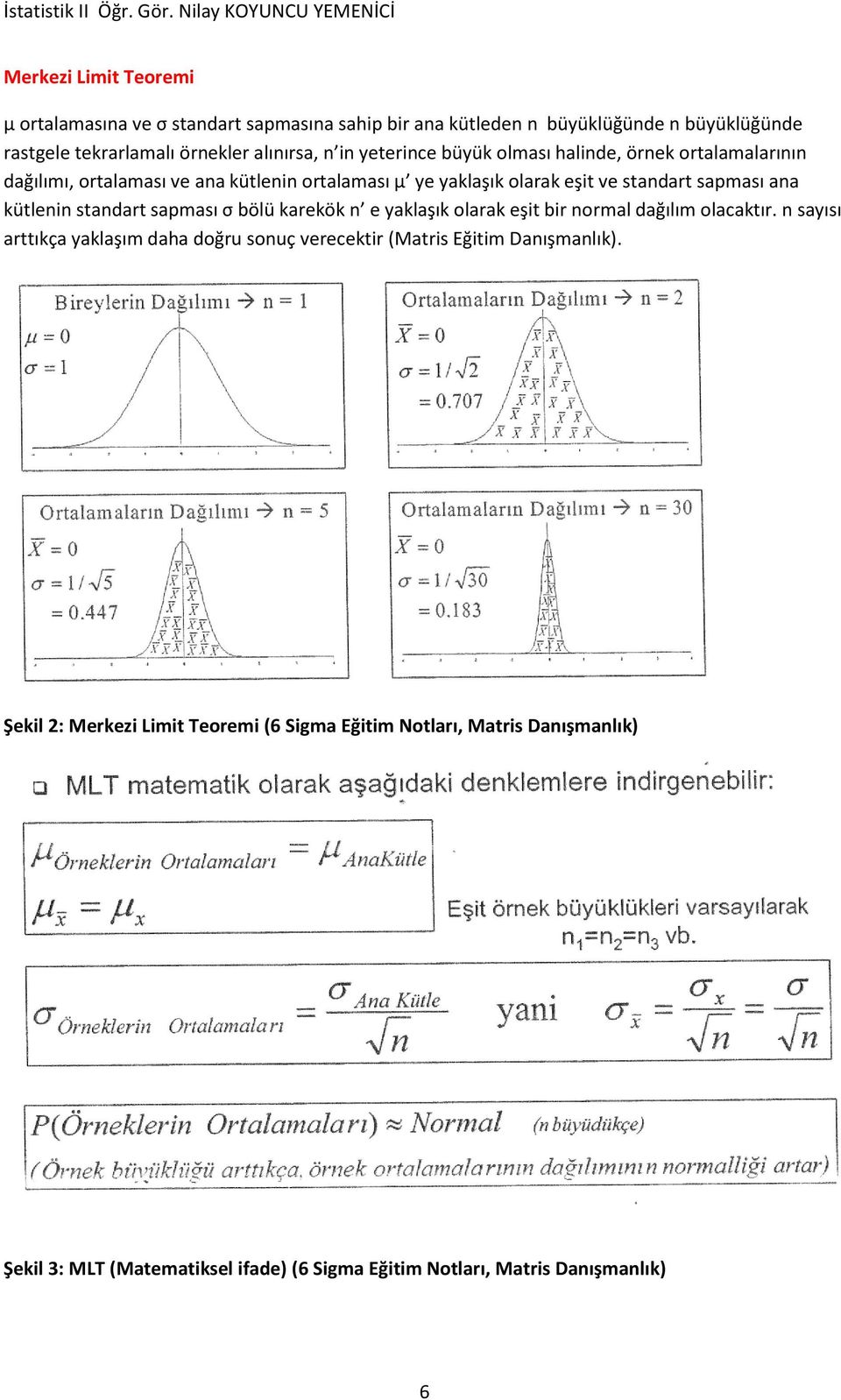 standart sapması σ bölü karekök n e yaklaşık olarak eşit bir normal dağılım olacaktır.