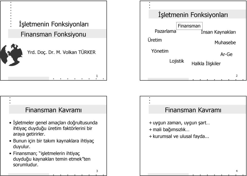 2 Finansman Kavramı Finansman Kavramı İşletmeler genel amaçları doğrultusunda ihtiyaç duyduğu üretim faktörlerini bir araya getirirler.