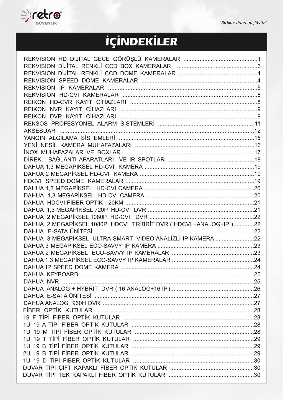 ..15 YENİ NESİL KAMERA MUHAFAZALARI...16 İNOX MUHAFAZALAR VE BOXLAR...17 DİREK, BAĞLANTI APARATLARI VE IR SPOTLAR...18 DAHUA 1,3 MEGAPİKSEL HD-CVI KAMERA...19 DAHUA 2 MEGAPİKSEL HD-CVI KAMERA.