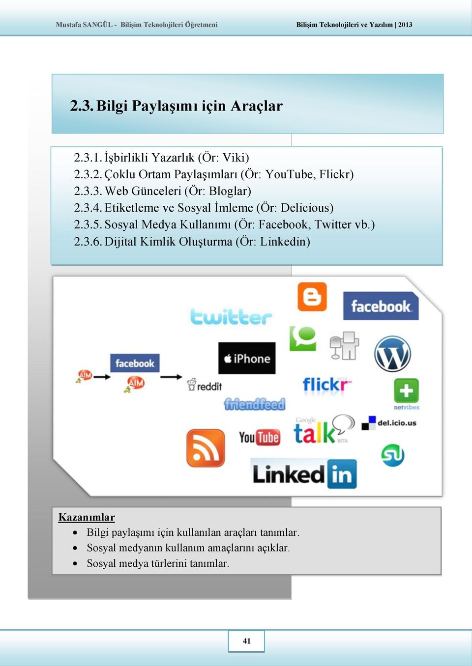Sosyal Medya Kullanımı (Ör: Facebook, Twitter vb.) 2.3.6.