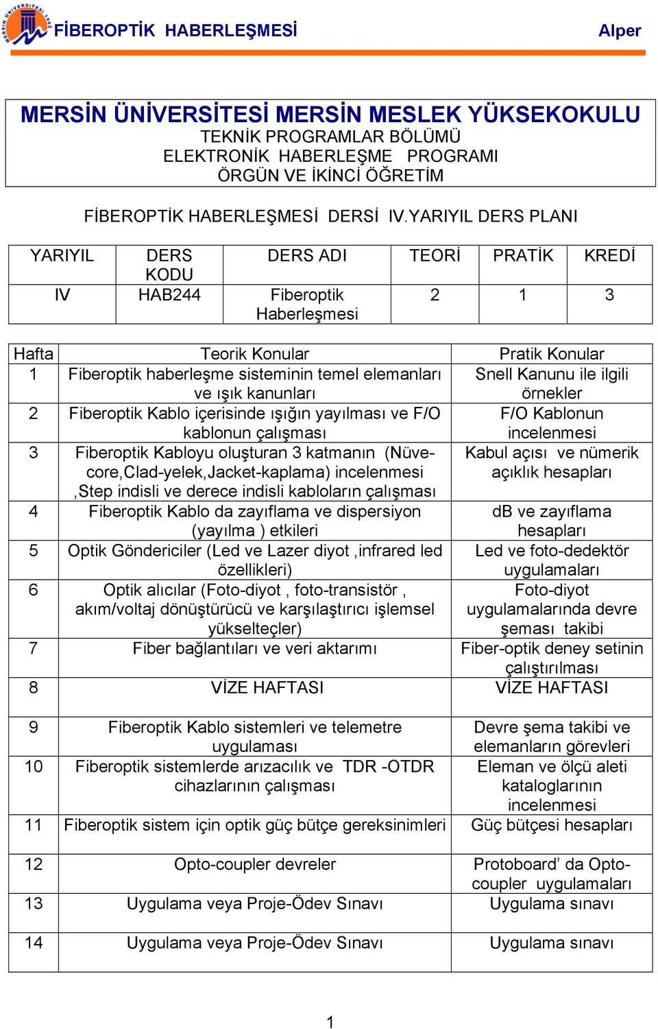 ışık kanunları Snell Kanunu ile ilgili örnekler 2 Fiberoptik Kablo içerisinde ışığın yayılması ve F/O kablonun çalışması F/O Kablonun incelenmesi 3 Fiberoptik Kabloyu oluşturan 3 katmanın