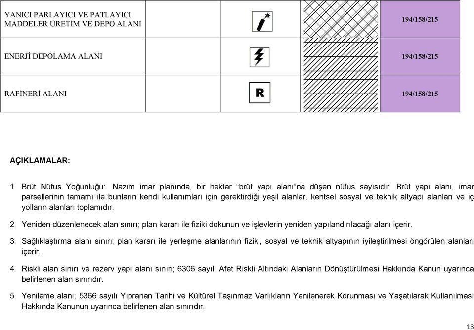 Brüt yapı alanı, imar parsellerinin tamamı ile bunların kendi kullanımları için gerektirdiği yeşil alanlar, kentsel sosyal ve teknik altyapı alanları ve iç yolların alanları toplamıdır. 2.