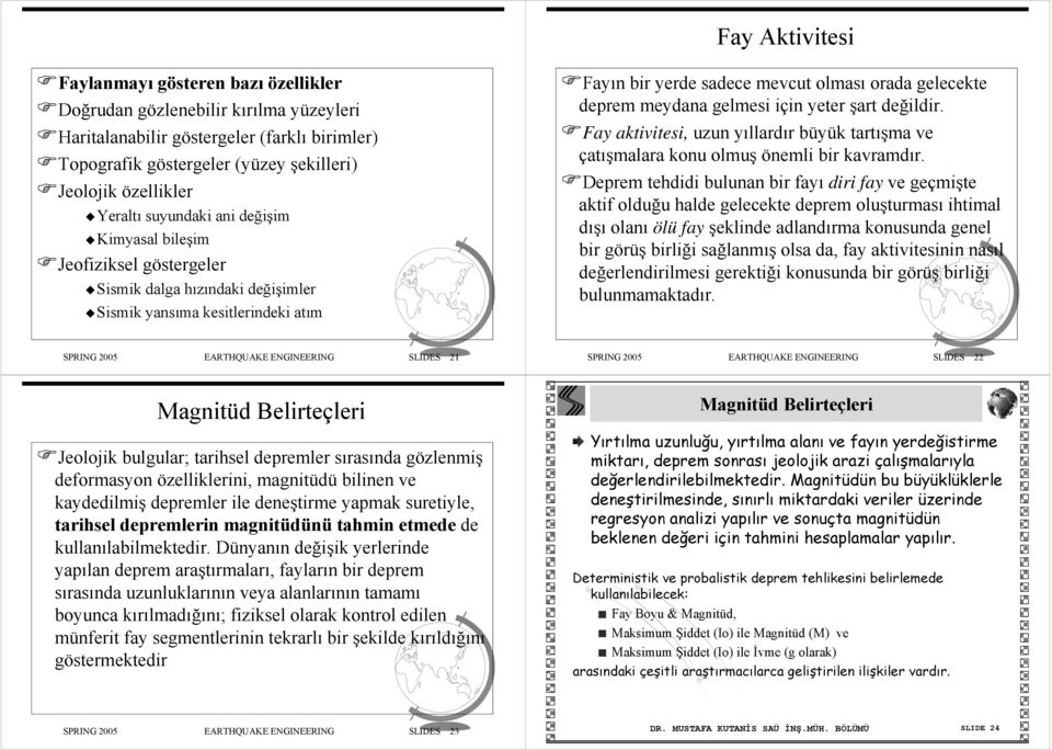 meydana gelmesi için yeter şart değildir. Fay aktivitesi, uzun yıllardır büyük tartışma ve çatışmalara konu olmuş önemli bir kavramdır.