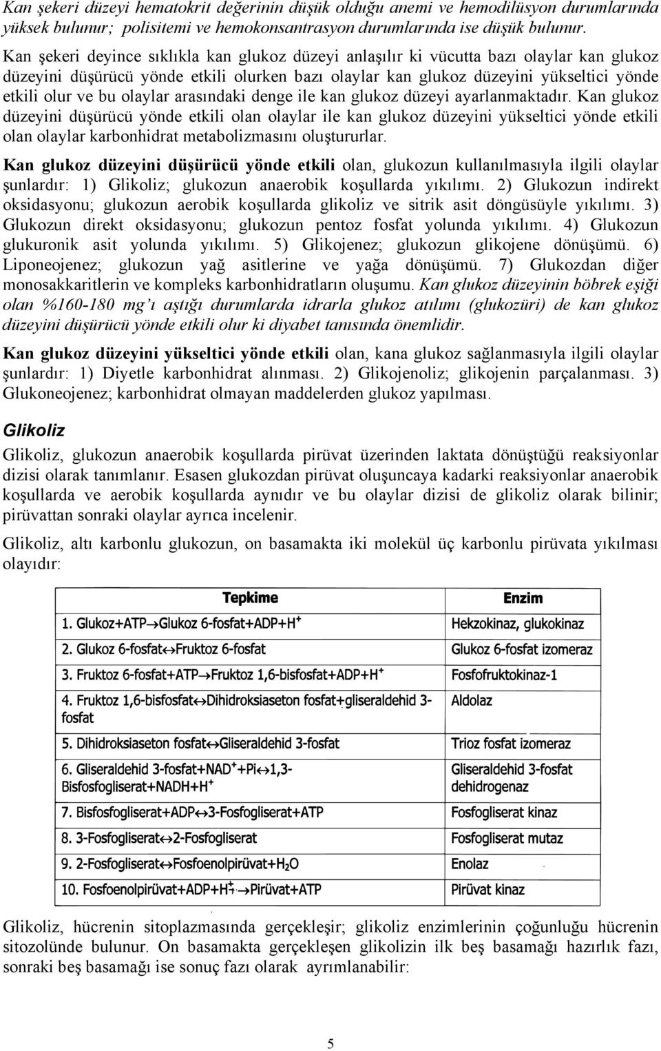 olaylar arasındaki denge ile kan glukoz düzeyi ayarlanmaktadır.