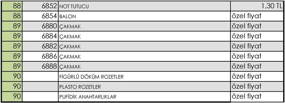 ÇAKMAK özel fiyat 89 6888 ÇAKMAK özel fiyat 90 FİGÜRLÜ DÖKÜM ROZETLER