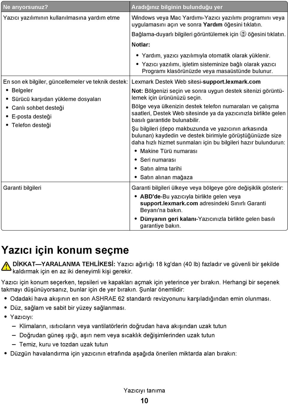 Bağlama-duyarlı bilgileri görüntülemek için öğesini tıklatın. Notlar: Yardım, yazıcı yazılımıyla otomatik olarak yüklenir.